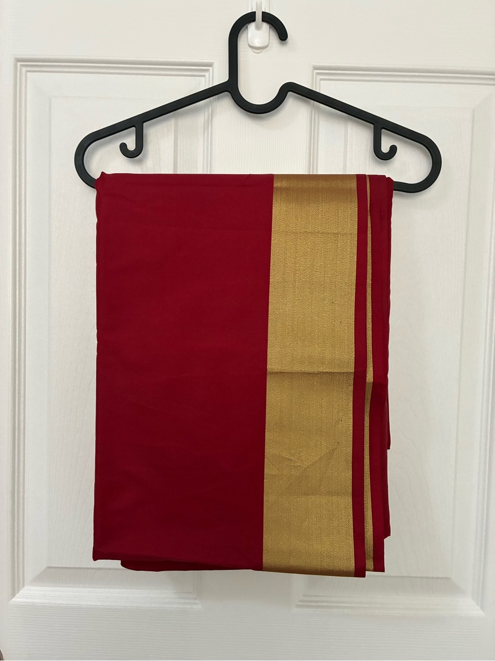 Red Silk Saree with Gold Border